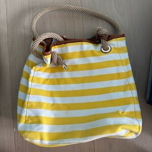 Michael Kors Yellow and White Striped Tote